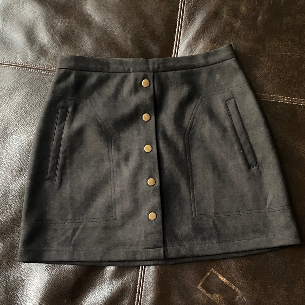 HYFVE Black A-Line Skirt with Gold Buttons